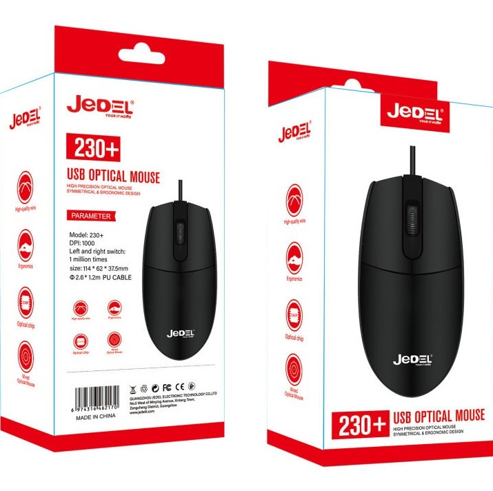 Jahdiel Computer Peripherals JeDEL 230+ USB Optical Mouse - Electronic Components Parts Shop Sri Lanka
